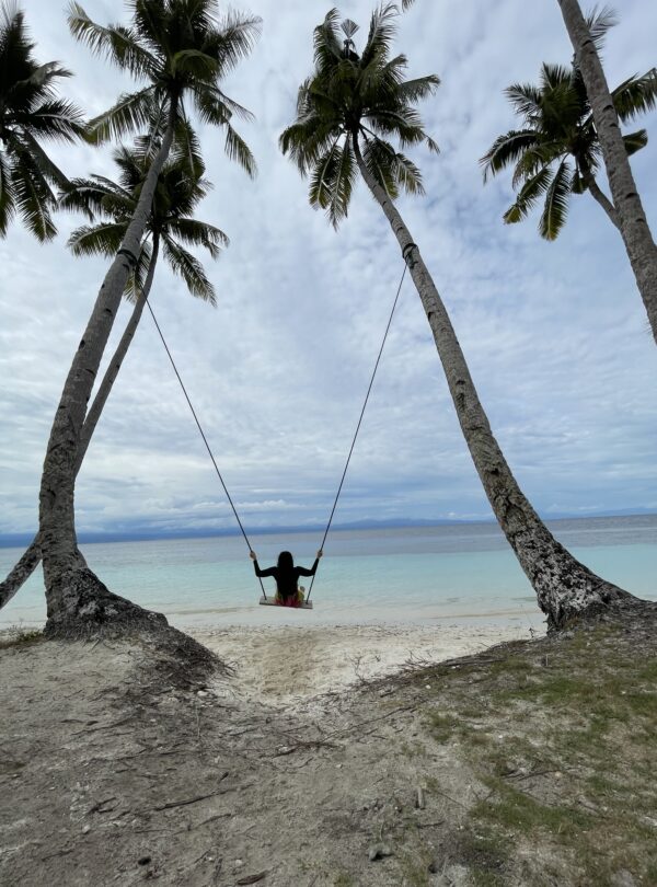 swing by coconut trees at the beach of Banggai