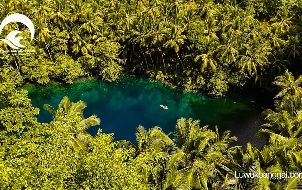 El lago Paisu Pok rodeado de cocoteros